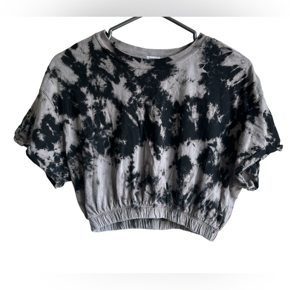 Garage Neutral Tie Dye Cotton Short Sleeve Crop Top